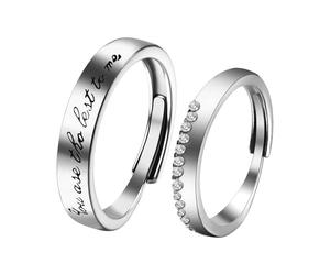 Cupimatch Letter Match Couple Ring: You Are The Best to Me Silver Promise Ring AdjUKtable Wedding Engagement Rings for Her/Him (2-Pack)
