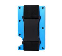 Cupimatch Men Ultra-Thin RFID Wallet: Blocking Aluminum Wallet for Men Slim Money Clip Card Holder with Elastic Band (Blue)