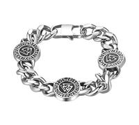 Cupimatch Mens Heavy Gothic 18MM Wide Biker Silver Tone Stainless Steel Motorcycle Chain Bracelet 9.1" (7.87 Viking) for Fathers Day