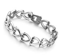 Cupimatch Mens Heavy Gothic 18MM Wide Biker Silver Tone Stainless Steel Motorcycle Chain Bracelet 9.1" (7.8 heart)
