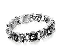 Cupimatch Mens Heavy Gothic 18MM Wide Biker Silver Tone Stainless Steel Motorcycle Chain Bracelet 9.1" (8.7 Skull) for Fathers Day