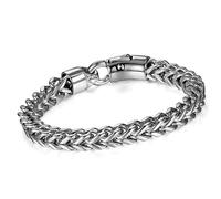 Cupimatch Mens Heavy Gothic 18MM Wide Biker Silver Tone Stainless Steel Motorcycle Chain Bracelet 9.1" (8.7 simple) for Fathers Day