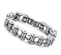 Cupimatch Mens Heavy Gothic 18MM Wide Biker Silver Tone Stainless Steel Motorcycle Chain Bracelet 9.1" (7.8 silver) for Fathers Day