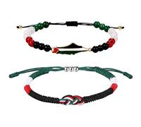 Cupimatch Palestine Flag Freedom Bracelet: Hand Woven Bracelets Palestine Alphabet National Pride Protection Luck Bracelet Bohemian Style Beaded Rope Men Women Bracelets Adjustable 3 Piece Set