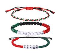 Cupimatch Palestine Flag Freedom Bracelets: Handwoven Beaded Friendship Bracelets Set with Infinite Symbol Bohemian Style 3 pack Adjustable Bracelets with Card