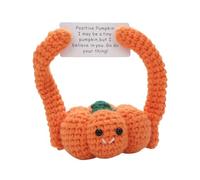 Cupimatch Positive Halloween Pumpkin Doll: Handmade Raising Hands Cute Plush with Inspirational Card for Desk Decor, Christmas, Party Gift