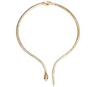 Cupimatch Short Necklace Snake Collar: Women's Curved Cuff Copper Snake Chain Snake Cocktail Serpent Jewelry (golden)