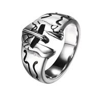 Cupimatch Signet Doom Mask Ring: Gothic Men's Stainless Steel Ring with Armor Pattern Punk Style