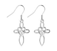 Cupimatch Silver Celtic Cross Earrings: Women Heart-shaped 925 Sterling Silver Earring Infinity Eternity Irish Love Religious Belief
