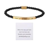 Cupimatch Stainless Steel Inspirational Bracelet - DON'T LET THE HARD DAYS WIN Black Beaded Wrap Bracelet for Women Girls, Motivational Gift for Daughter Sister Friend