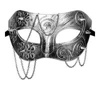 Cupimatch Steampunk Ghost Masquerade Mask: Metal Chain Masks with Chain and Rivets Halloween Carnival Party Costume
