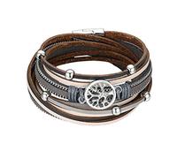 Cupimatch Tree of Life Wide Wrap Leather Bracelet Multilayer Leather Magnetic Buckle Bohemian Cuff Bangle Bracelets for Women Girls 7"