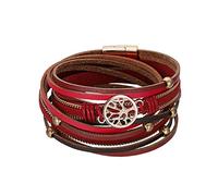 Cupimatch Tree of Life Wide Wrap Leather Bracelet Multilayer Leather Magnetic Buckle Bohemian Cuff Bangle Bracelets for Women Girls 7"