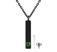 Cupimatch Urn Necklace Pendant: Emerald Green Stainless Steel Rectangular Keepsake Locket - Emptyable Cremation Ash Memorial Jewelry for Women