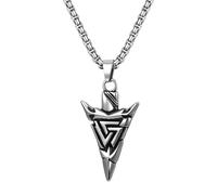 Cupimatch Viking Arrowhead Pendant Necklace: Mens Silver Stainless Steel Valknut Protection Amulet Jewelry Gift