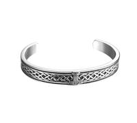 Cupimatch Viking Mjolnir Hammer Bracelet: Men's Viking Open Bracelet Norse Cuff Inspired Heavy Stainless Steel Bracelet with 3D Pattern for Fathers Day