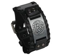 Cupimatch Viking Valknut Leather Bracelet: Adjustable Cuff Unisex Norse Rune Amulet Punk Style Bracelet