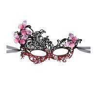 Cupimatch Women Lace Masquerade Mask: Elegant Red Butterfly Rhinestone Half Face Mask, Adjustable Costume Mask for Halloween/Cosplay