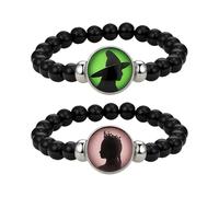 Cupimatch Women Witch Bracelets Set: 2 Piece Gothic Beaded Evil Eye Jewelry Wicked Witchcraft Accessories for Halloween for Her