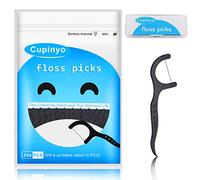 Cupinyo Dental Floss Sticks - 200pcs Mint - Charcoal Toothpicks, Dental Floss Picks, Portable Box