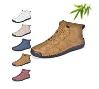 CupitiDU Men's Lace Up Italian Handmade Chukka Boots,Lightweight Waterproof Non-Slip High Boots Outdoor Walking Shoe(Brown,7.5 UK)