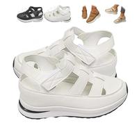 CupitiDU Women's Hollow Out Breathable Platform Wedge Sandals Sneakers,Comfortable Casual Stylish sandals for women walking(White,6 Wide)