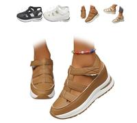 CupitiDU Women's Hollow Out Breathable Platform Wedge Sandals Sneakers,Comfortable Casual Stylish sandals for women walking(Brown,8 Wide)