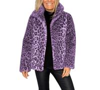 CupitiDU Women's Leopard Print Mid-Length Jacket,2024 Sexy Long Faux Fur Coat,Retro Lapel Warm Overcoat Plus Size Trench Coat,Women's Open Front Leopard Print Cardigan Long Coat(#6-Short,XXL)