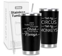 CUPLOOV Crap Turns Out This Is My Circus Tumbler, Funny Birthday Christmas Presents for Dad Grandpa Boss, Best Father's Day Xmas Gifts from Daughter Son Black Stainless Steel Tumbler Travel Mug, 20 Oz