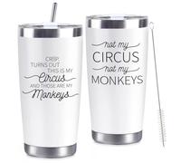 CUPLOOV Crap Turns Out This Is My Circus Tumbler, Funny Birthday Mother's Day Gift for Mom Boss Teacher Manger, 20 Oz White Stainless Steel Tumbler Cup