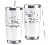 CUPLOOV Crap Turns Out This Is My Circus Tumbler, Funny Birthday Mother's Day Gift for Mom Boss Teacher Manger, 20 Oz White Stainless Steel Tumbler Cup