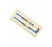 CUPMER Evil Eye Infinity Rakhi Set, Blue, Crystal Beads with Pearl Tassel, Raksha Bandhan, Rakhi Gifts for Brother, Sister, Bhaiya, Bhabhi for Indian Rakhi Raksha Bandhan Festival (Set of 2)
