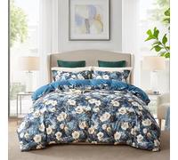 Cupocupa Boho Floral Duvet Cover Twin Set - Watercolor Botanical Microfiber Bedding, Vintage Coastal Style with Hidden Zipper & Corner Ties, Fade/Stain/Wrinkle Resistant (1 Cover + 1 Pillowcase)