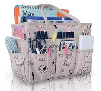 Cupohus Art Organizer Craft Storage Tote Bag with Pockets and Handles, Oxford Fabric Carrying Caddy for Teacher, Officer, Artist, Traveler, and more-Grey Pet