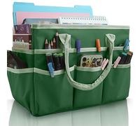 Cupohus Art Organizer Craft Storage Tote Bag with Pockets and Handles, Oxford Fabric Carrying Caddy for Teacher, Officer, Artist, Traveler, and More -Green