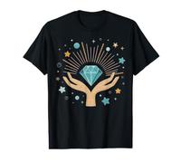Cupped Hands Holding Radiant Crystal Energy Value Graphic T-Shirt
