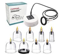 Cupping Glasses with Electric Vacuum Pump, Cupping Set with Five Suction Levels, USB Charging Function, Wireless Operation, for Cellulite, Tension and Relaxing Muscles, Pack of 12