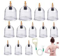 Cupping Glasses with Vacuum Pump, 12 Pieces Traditional Chinese Therapy Cupping Glasses Cupping Glasses for Face and the Whole Body Self-Treatment Massage