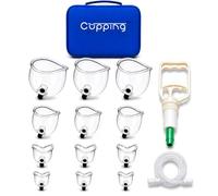 Cupping Warehouse Poly Curve Cups™ - 12-Piece U-Shaped Polycarbonate Cupping Set for Motion Therapy, Myofascial Release & Athletic Recovery with Pump, Hose & Travel Bag