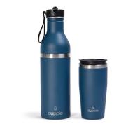Cupple: Cup + Bottle - Stainless Steel - Cold and Hot Drinks - Leak Proof - Fits Cup Holders - Integrated Coffee Cup - Midnight Blue