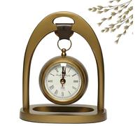 CUPRADO Antique Brass Table Clock with Leather Handle | Vintage Roman Numeral Dial, Decorative Mantel & Desk Clock | Elegant Home & Office Décor Gift