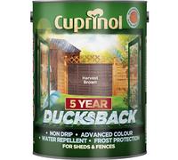 Cuprinol 5 Year Ducksback Harvest Brown Exterior Fence & Shed Treatment Wood Paint, 9L Tin