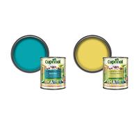 Cuprinol 5159073 Garden Shades Exterior Woodcare, Beach Blue', 1L & 5244471 CUPGSDAZ1L 1 Litre Garden Shades - Dazzling Yellow