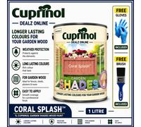 Cuprinol CORAL SPLASH Garden Furniture Paint + FREE BRUSH & GLOVES