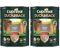 Cuprinol Ducksback 5 Year Waterproof for Sheds & Fences Dusted Aloe 5 Litre (Pack of 2)