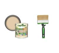 Cuprinol Garden Shades - Country Cream (2.5 litres) & Fit for The Job 4 inch Large Capacity Shed and Fence Block Brush for Rapid Painting of Sheds & Fence