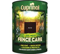 Cuprinol Less Mess Fence Care Rich Oak Matt Exterior Treatment Wood Paint, 5L