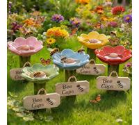 Cups for Bees, 2026 New Flower Shaped Bee Watering Station, Colorful Bee Cup for Thirsty Pollinator Garden (5)