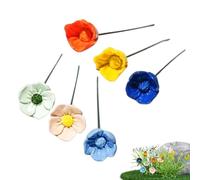 Cups For Bees 6 Pieces Bath Bowl With Ground Stick | Colorful Flower Shaped Butterfly Water Station Made Of Ceramic For Hummingbirds Outdoor Decoration In The Garden, Patio And