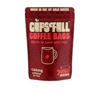 Cups Full High Caffeine Coffee Bags | 60 Coffees 6x 10-Bag Pouches | 144mg Caffeine Per Bag | Brew Hot or Cold | Single Serve Speciality Coffee | Polyphenol-Rich | Compostable | Strong Coffee